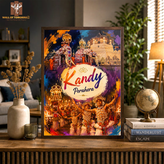 Kandy Perahera Sri Lanka Travel High Quality Glass Frame Wall Décor