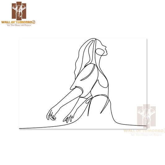 Line Drawing of a Woman Stretching Arms High Quality Unframed Poster Print & Waterproof Poster Print Wall Décor