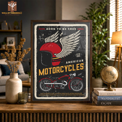 Born To Be Free, American Motorcycles Motor Bike High Quality Glass Frame Wall Décor in Sri Lanka