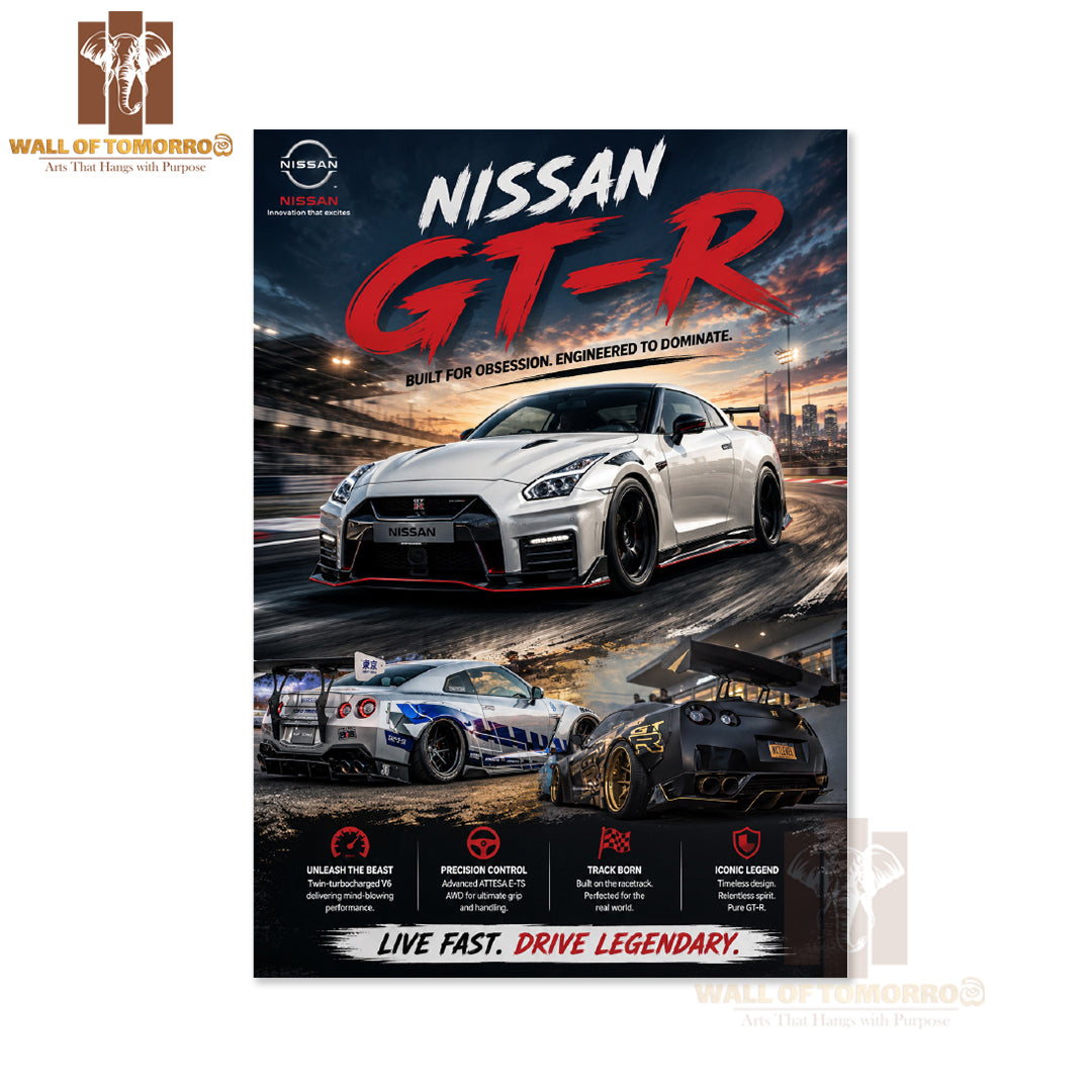 Nissan GT-R Vehicle High Quality Unframed Poster Print & Waterproof Poster Print Wall Décor in Sri Lanka