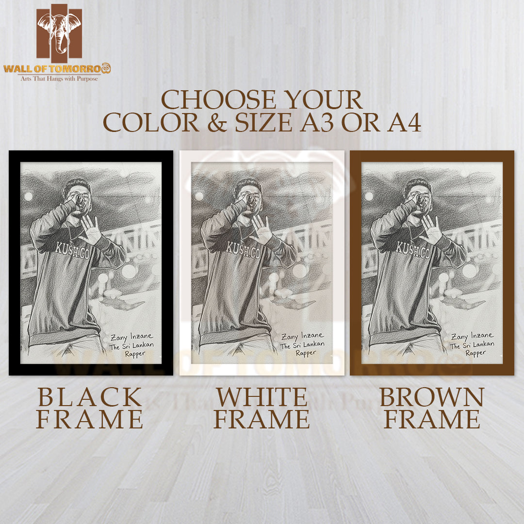 Sri Lankan Rap Star - Zany Inzane High Quality Glass Frame Wall Décor