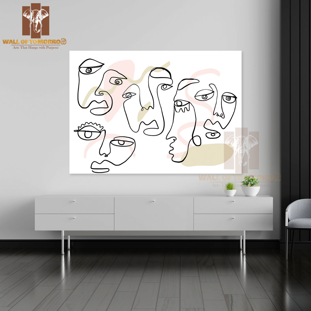 A Line Drawing of a Group of People High Quality Unframed Poster Print & Waterproof Poster Print Wall Décor