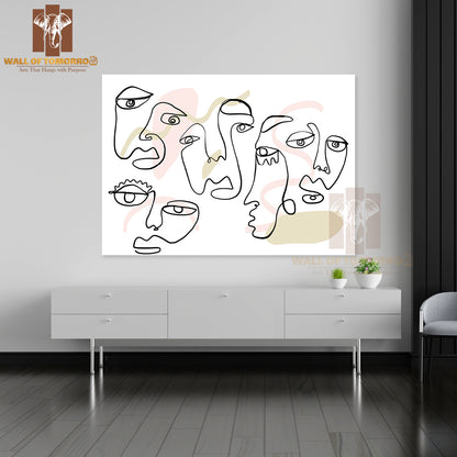 A Line Drawing of a Group of People High Quality Unframed Poster Print & Waterproof Poster Print Wall Décor