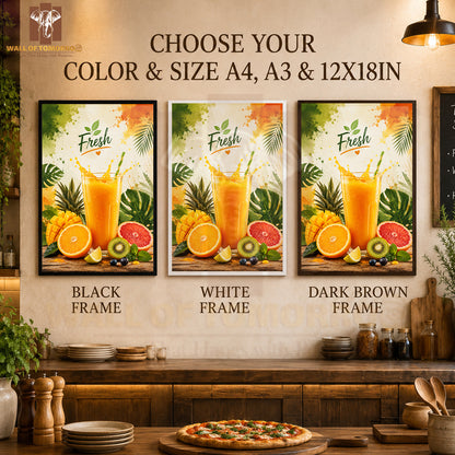 Fresh juice in a glass Kitchen & Restaurant High Quality Glass Frame Wall Décors in Sri Lanka