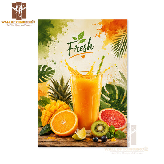 Fresh juice in a glass Kitchen & Restaurant High Quality Unframed Poster Print & Waterproof Poster Print Wall Décor in Sri Lanka