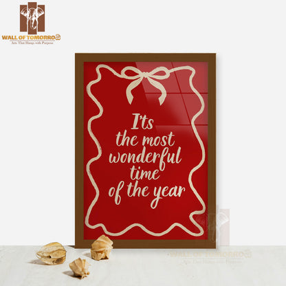 It's The Most Wonderful Time Christmas Quote High Quality Glass Frame Wall Décor