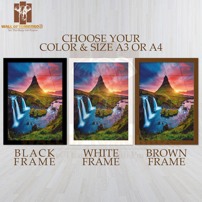 Kirkjufell Volcano the Coast of Snaefellsnes Peninsula High Quality Glass Frame Wall Décor