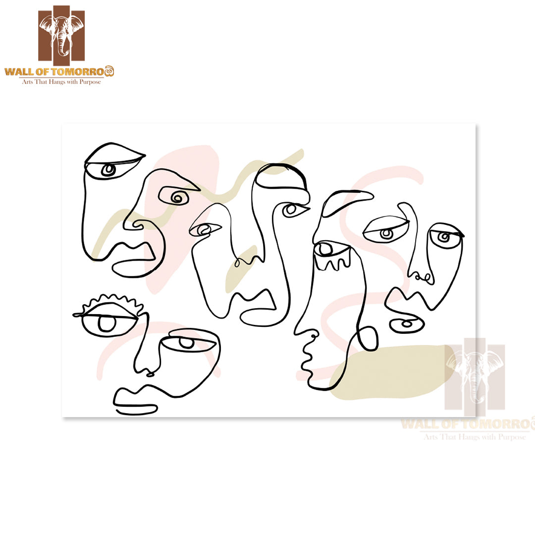 A Line Drawing of a Group of People High Quality Unframed Poster Print & Waterproof Poster Print Wall Décor
