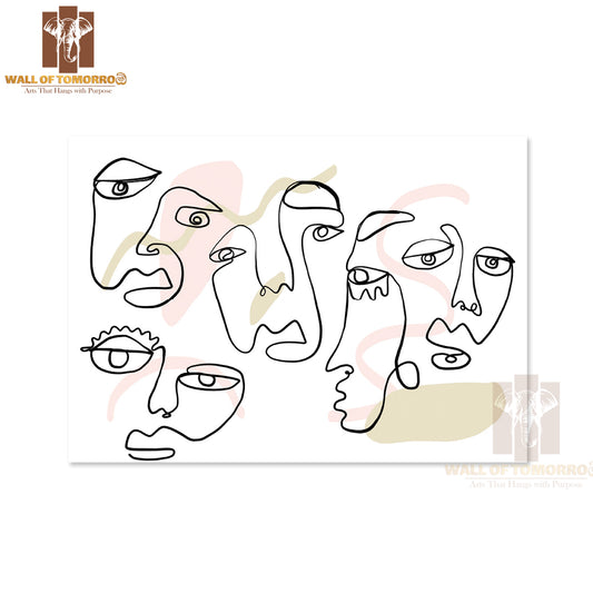 A Line Drawing of a Group of People High Quality Unframed Poster Print & Waterproof Poster Print Wall Décor