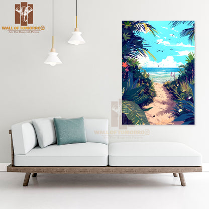 Pathway Leads to The Beach Through the Jungle High Quality Unframed Poster Print & Waterproof Poster Print Wall Décor