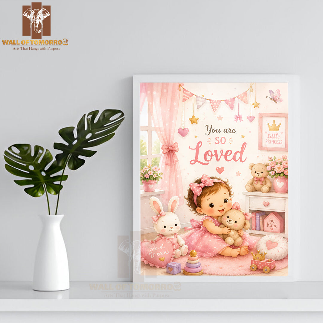 You Are So Loved Kids High Quality Glass Frame Wall Décor