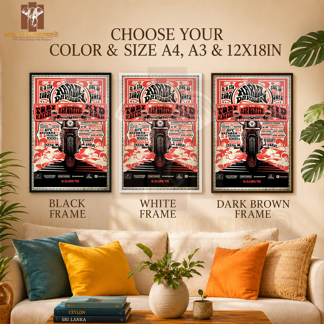 Harly Davidson Motor Bike High Quality Glass Frame Wall Décor in Sri Lanka