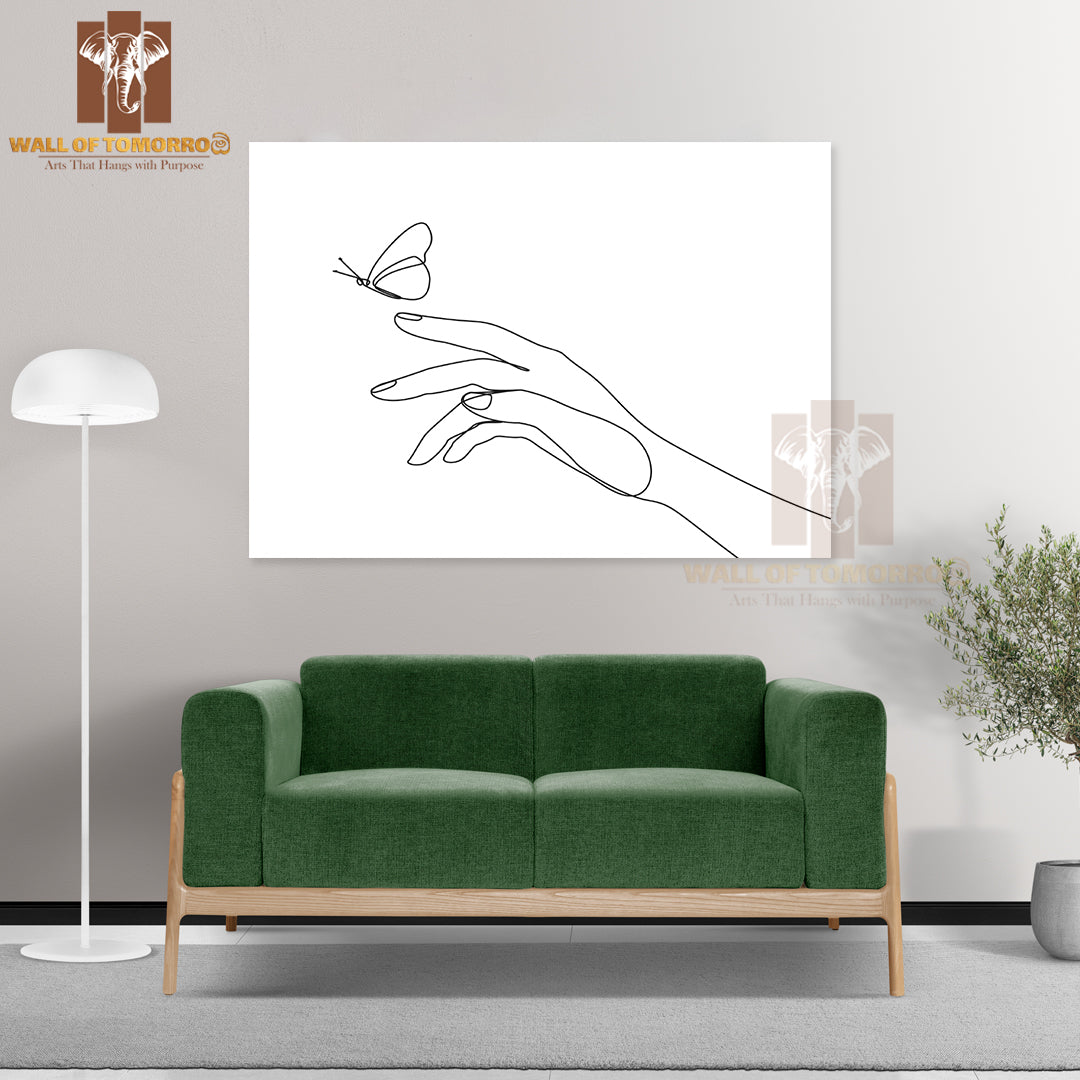 Butterfly Flies by Hand One Line Drawing High Quality Unframed Poster Print & Waterproof Poster Print Wall Décor