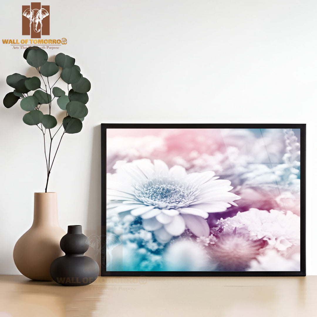 White Flower in Colorful Background High Quality Unframed Poster Print & Waterproof Poster Print Wall Décor