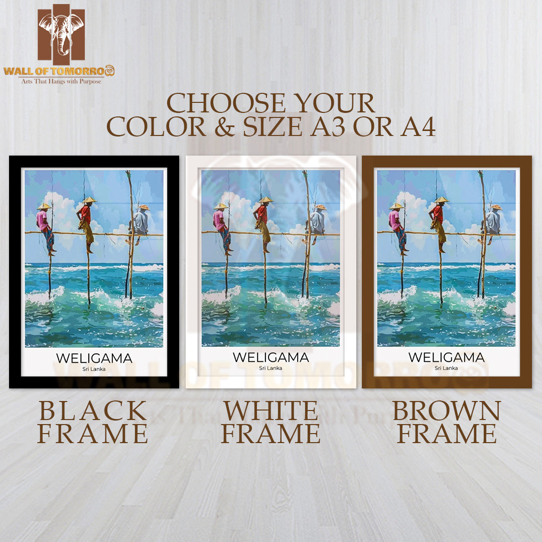 Stilt Fisherman Weligama Sri Lanka Travel High Quality Glass Frame Wall Décor