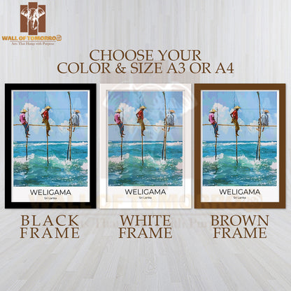 Stilt Fisherman Weligama Sri Lanka Travel High Quality Glass Frame Wall Décor