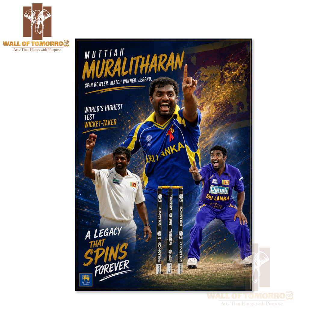 Legendary Sri Lankan Spin Bowler Muttiah Muralitharan Sports High Quality Unframed Poster Print & Waterproof Poster Print Wall Décor