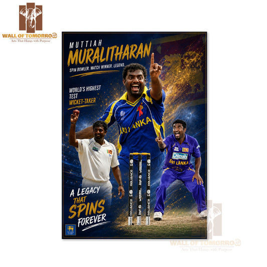 Legendary Sri Lankan Spin Bowler Muttiah Muralitharan Sports High Quality Unframed Poster Print & Waterproof Poster Print Wall Décor
