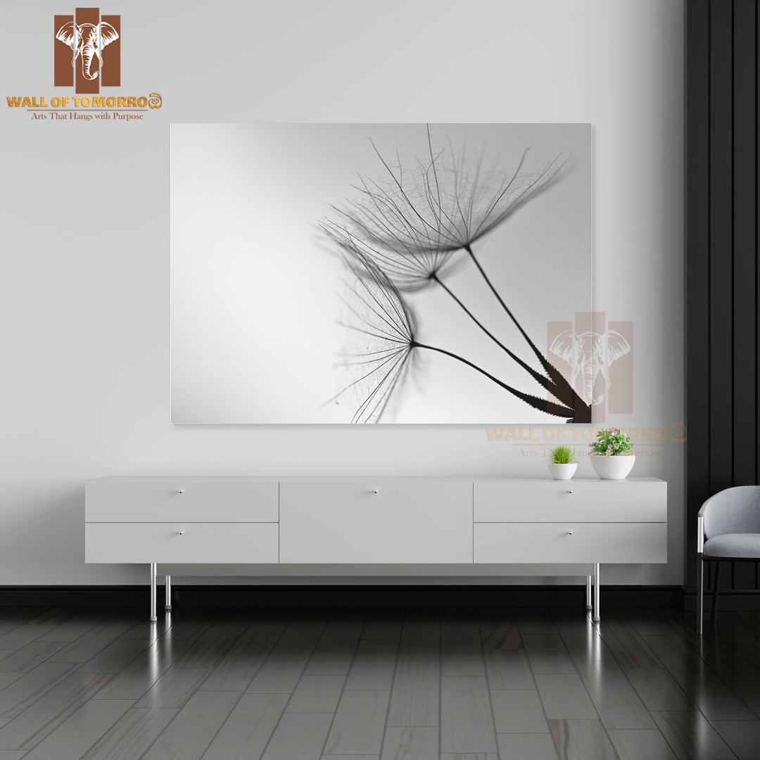 Extreme Closeup of Dandelion Black & White Dandelion Seed High Quality Unframed Poster Print & Waterproof Poster Print Wall Décor