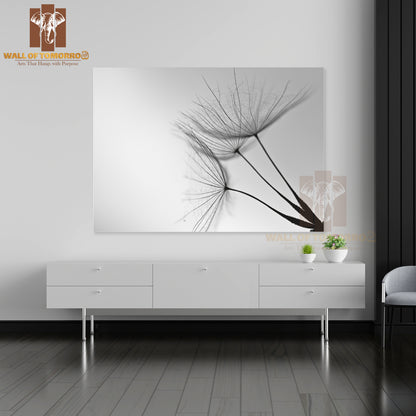 Extreme Closeup of Dandelion Black & White Dandelion Seed High Quality Unframed Poster Print & Waterproof Poster Print Wall Décor