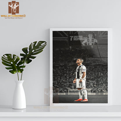 Famous Soccer Player in an Action Pose Sports High Quality Glass Frame Wall Décor