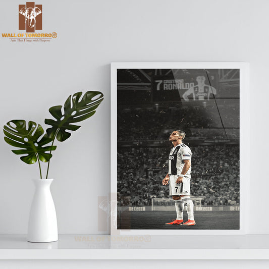 Famous Soccer Player in an Action Pose Sports High Quality Glass Frame Wall Décor