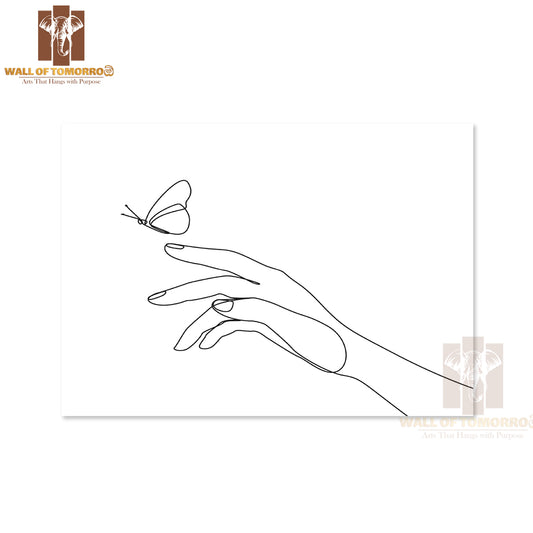 Butterfly Flies by Hand One Line Drawing High Quality Unframed Poster Print & Waterproof Poster Print Wall Décor
