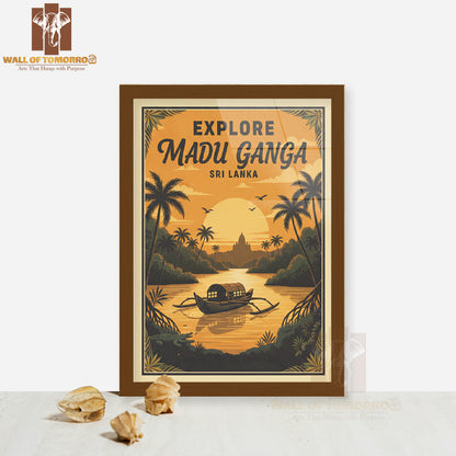 Explore Sri Lanka Madu Ganga Travel High Quality Glass Frame Wall Décor
