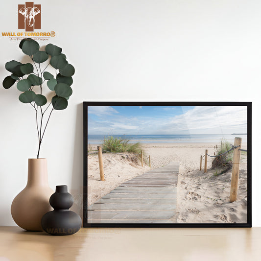 Walking On the Wooden Path On Beach High Quality Unframed Poster Print & Waterproof Poster Print Wall Décor