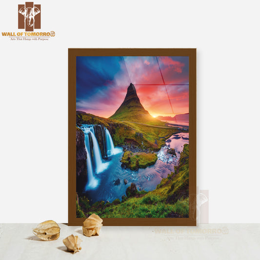 Kirkjufell Volcano the Coast of Snaefellsnes Peninsula High Quality Glass Frame Wall Décor