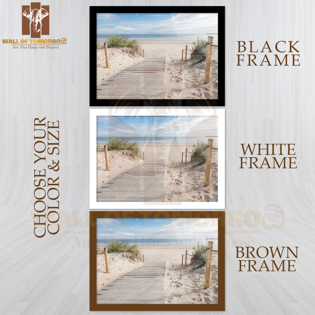 Walking On the Wooden Path On Beach High Quality Unframed Poster Print & Waterproof Poster Print Wall Décor