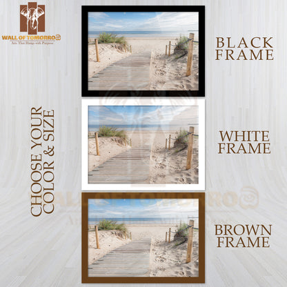 Walking On the Wooden Path On Beach High Quality Unframed Poster Print & Waterproof Poster Print Wall Décor