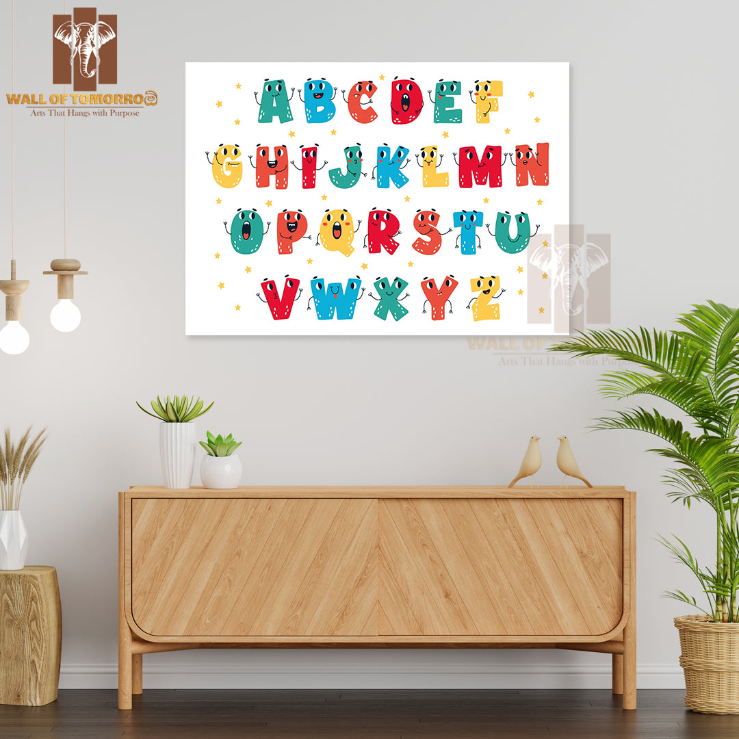 Funny Kawaii Uppercase Letters Alphabet Creative Typography Educational High Quality Unframed Poster Print & Waterproof Poster Print Wall Décor