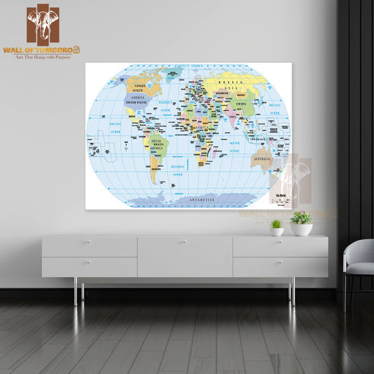 2012 World Political Map Educational High Quality Unframed Poster Print & Waterproof Poster Print Wall Décor