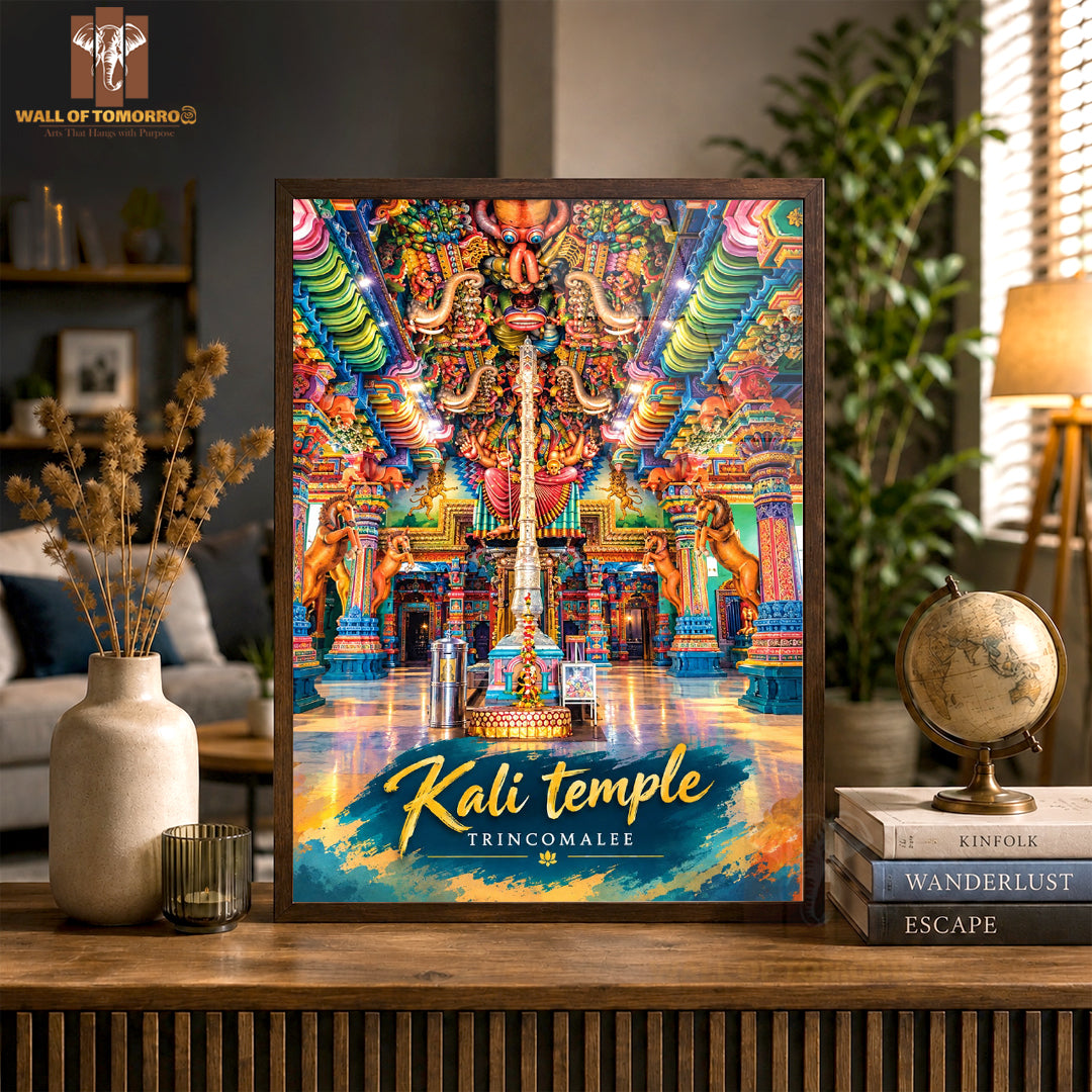 Kali Temple, Trincomalee Sri Lanka Travel High Quality Glass Frame Wall Décor