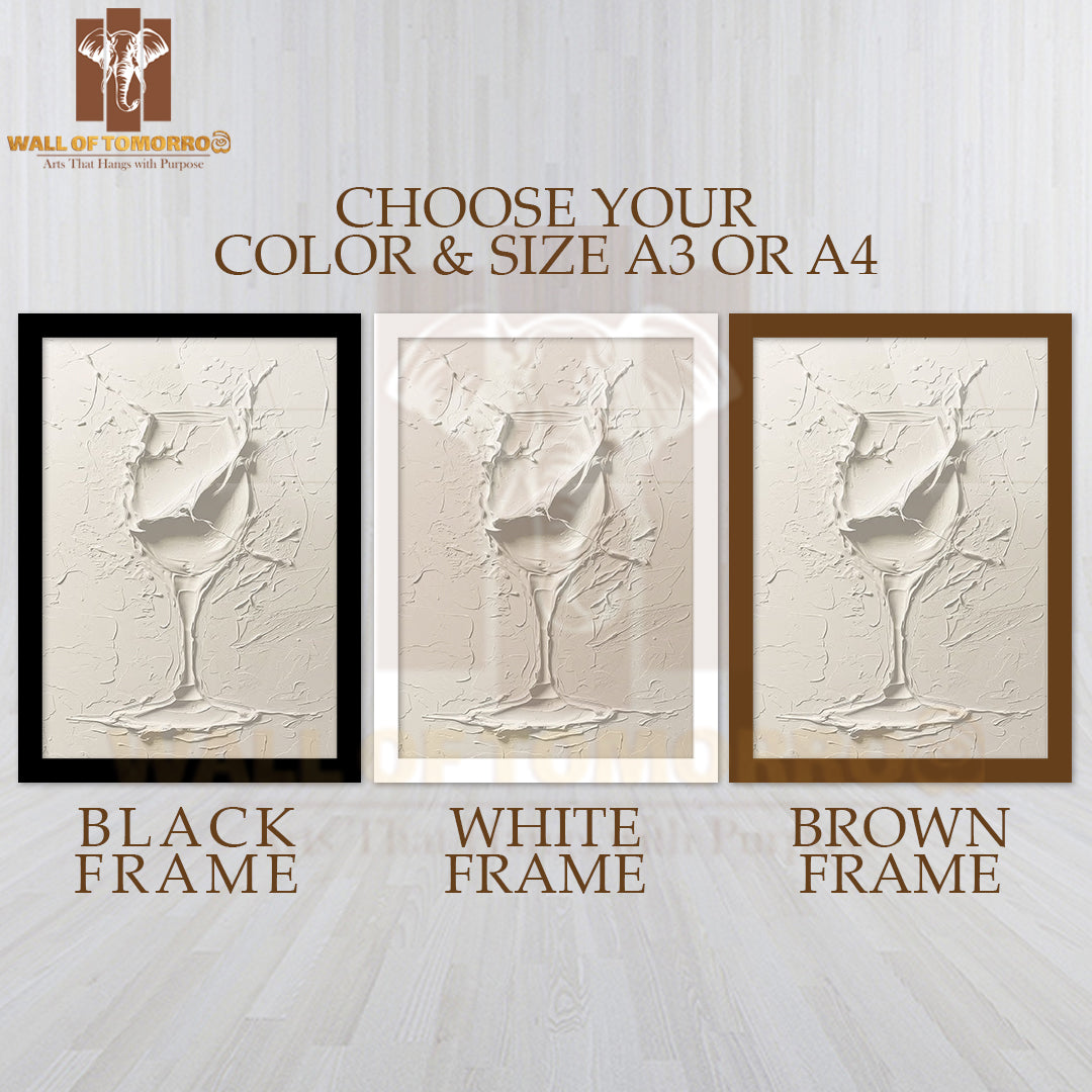 Textured Elegant Sip Glass High Quality Glass Frame Wall Décor
