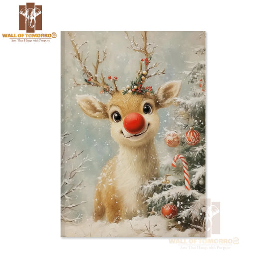 Rudolf Reindeer Oil Painting High Quality Unframed Poster Print & Waterproof Poster Print Wall Décor