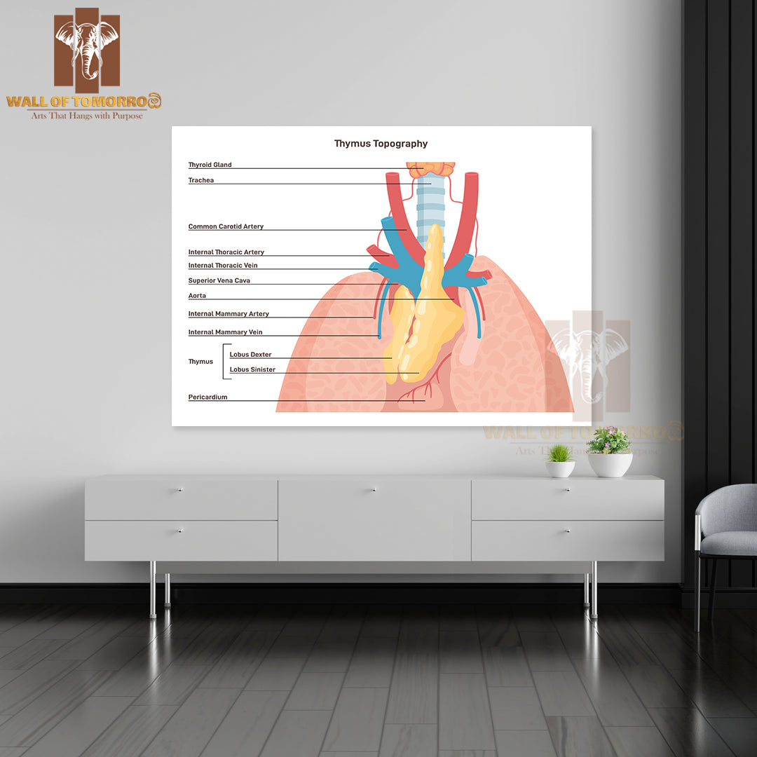 Thymus Anatomy and Blood Supply. Primary Lymphoid Organ of The Human Immune System Educational High Quality Unframed Poster Print & Waterproof Poster Print Wall Décor