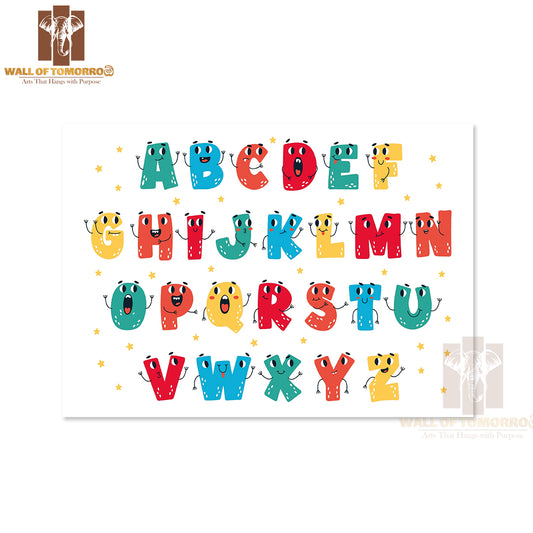 Funny Kawaii Uppercase Letters Alphabet Creative Typography Educational High Quality Unframed Poster Print & Waterproof Poster Print Wall Décor