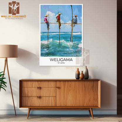 Stilt Fisherman Weligama Sri Lanka Travel High Quality Unframed Poster Print & Waterproof Poster Print Wall Décor