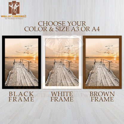 Relaxing Sunset Pier High Quality Glass Frame Wall Décor