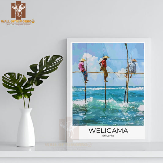 Stilt Fisherman Weligama Sri Lanka Travel High Quality Glass Frame Wall Décor