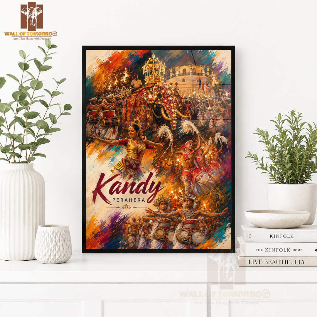 Kandy Perahera Sri Lanka Travel High Quality Glass Frame Wall Décor