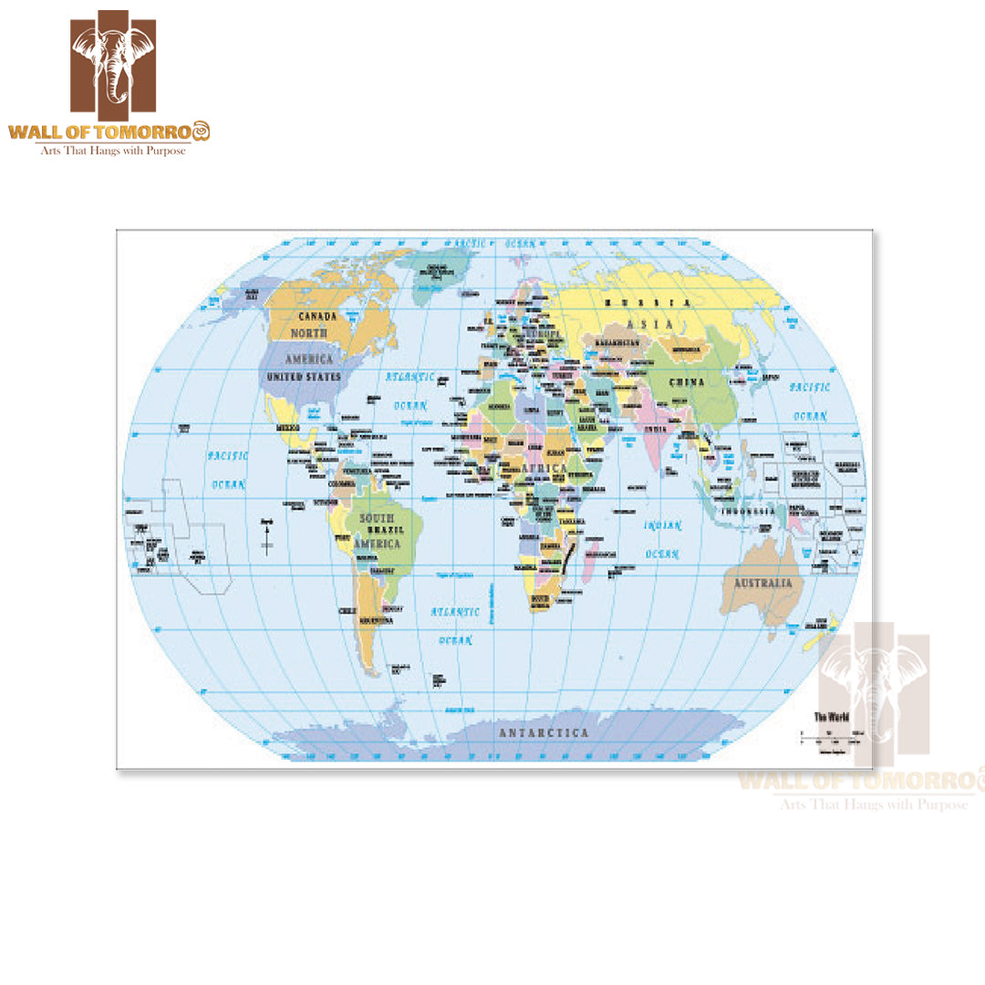 2012 World Political Map Educational High Quality Unframed Poster Print & Waterproof Poster Print Wall Décor