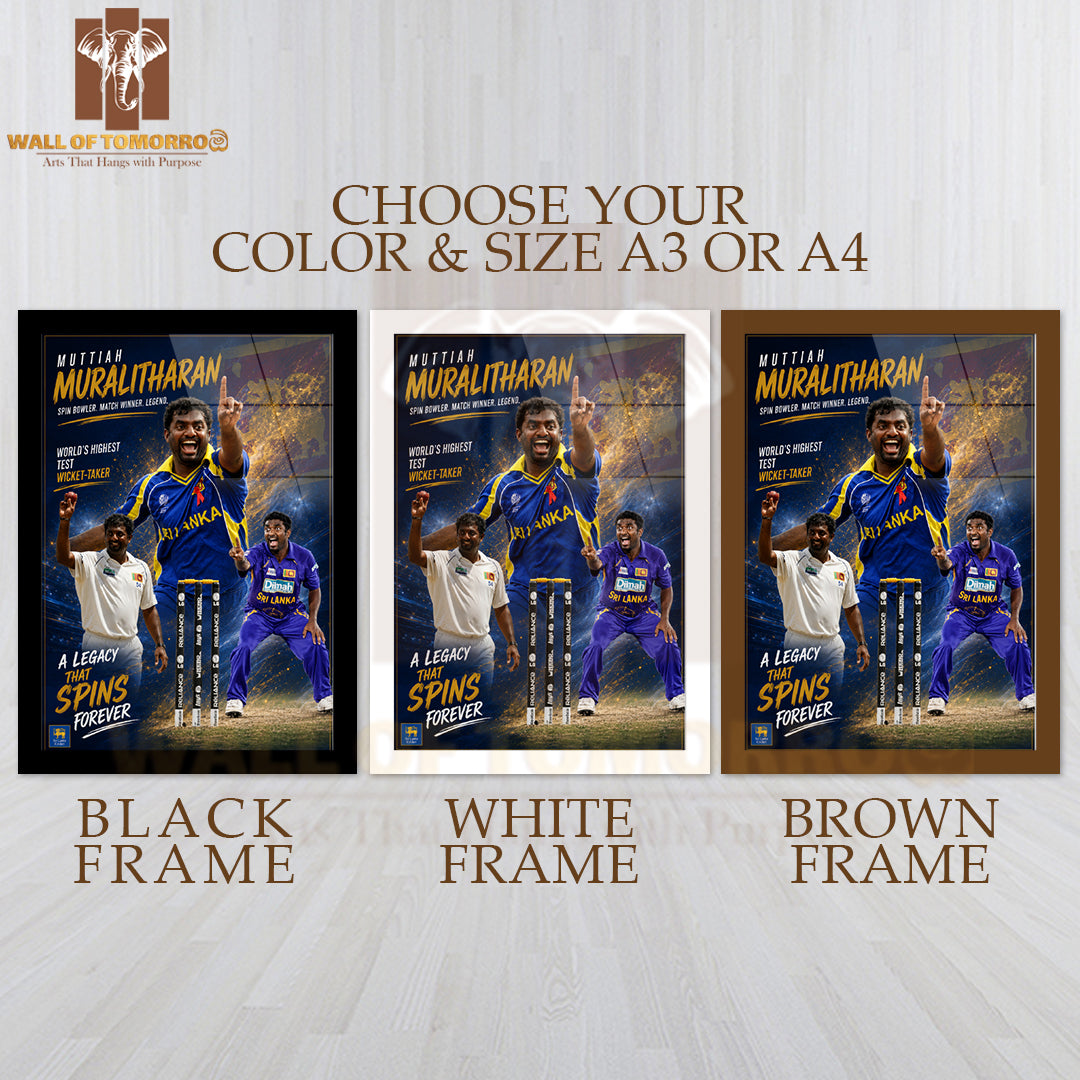 Legendary Sri Lankan Spin Bowler Muttiah Muralitharan Sports High Quality Glass Frame Wall Décor