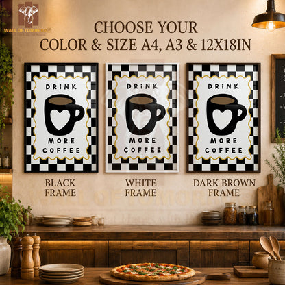 Drink More Coffee Kitchen & Restaurant High Quality Glass Frame Wall Décors in Sri Lanka