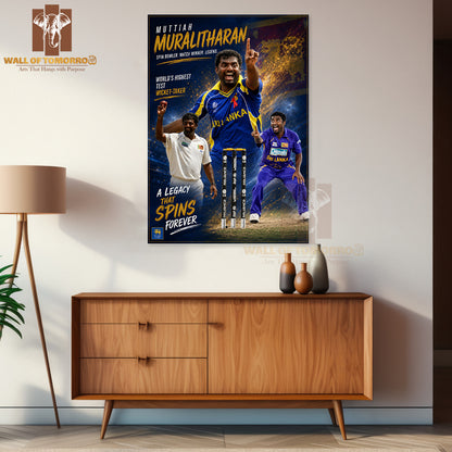 Legendary Sri Lankan Spin Bowler Muttiah Muralitharan Sports High Quality Unframed Poster Print & Waterproof Poster Print Wall Décor