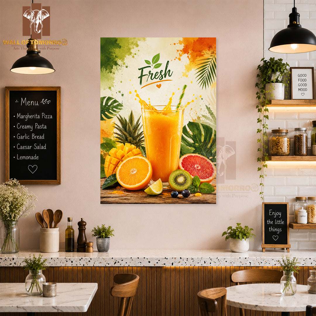 Fresh juice in a glass Kitchen & Restaurant High Quality Unframed Poster Print & Waterproof Poster Print Wall Décor in Sri Lanka