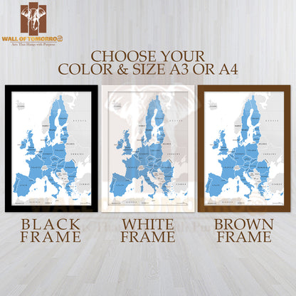 European Union Countries Educational High Quality Glass Frame Wall Décor