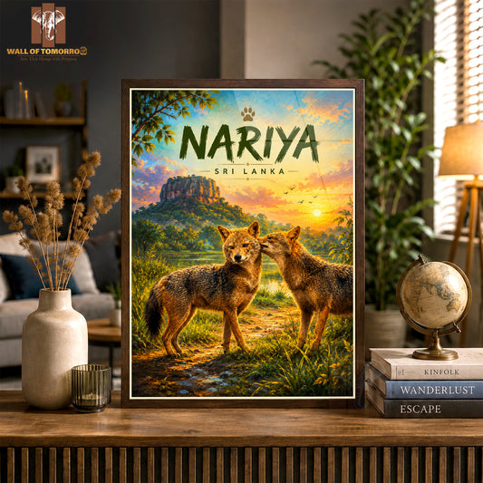 Jackal (Nariya) Sri Lanka Travel Animals High Quality Glass Frame Wall Décor